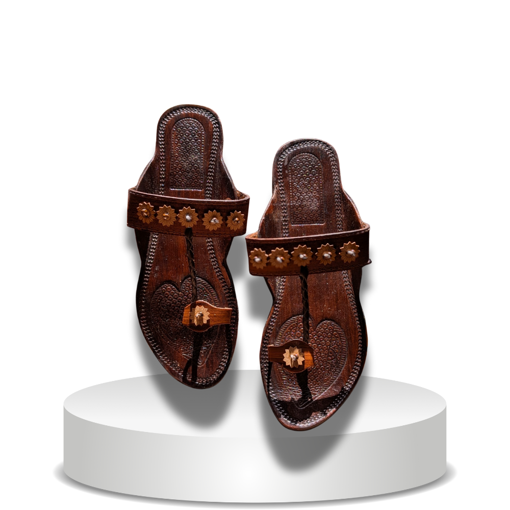 Chamba Chappal Ladies Brown  Genuine Leather