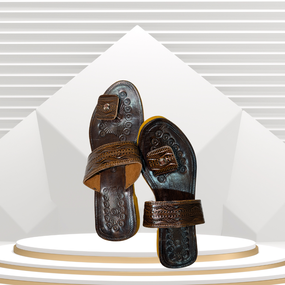 Handmade Chappal Ladies Brown Color - Image 4